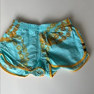 Stylish Women's Teal and Gold aloha Shorts